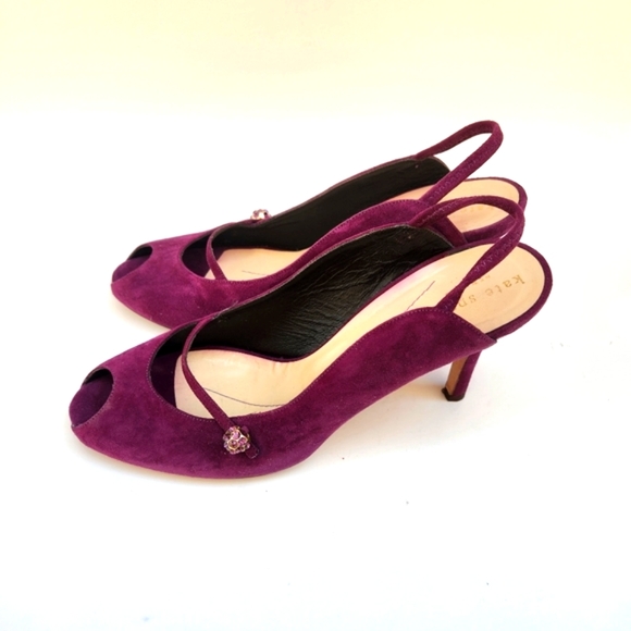 Kate Spade Vintage '06 Gracie Plum Suede Peeptoe Slingback Pump - Picture 3 of 6